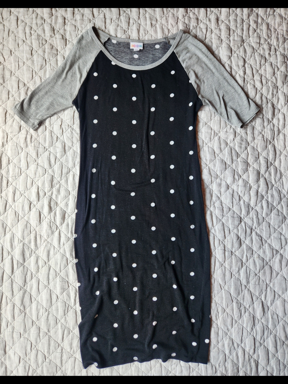 LuLaRoe Gray Polka Dot Dress with White Spots